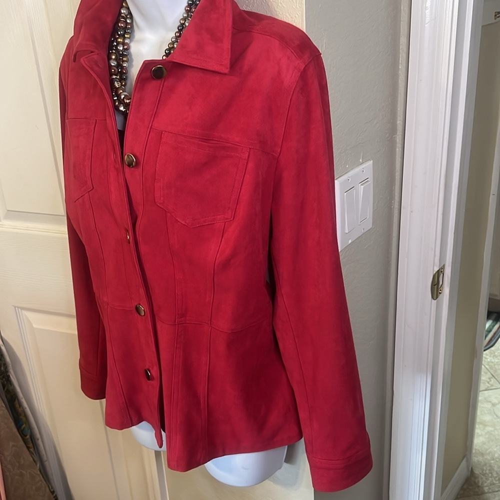 Chico’s six 1=M 8-10 faux suede pinky orange jkt - Picture 2 of 6